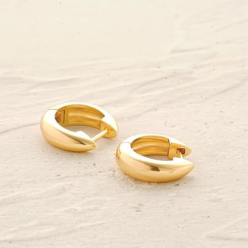 Miniatura 6 de MYEARS Aretes de Oro para Mujer Huggie Hoop Ear Stud Cuff 14K Pequeños Simples Hipoalergénicos Joyería de Uso Diario