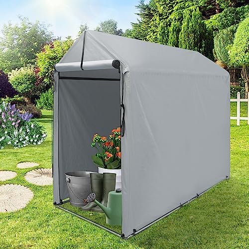 Tangkula 7x5.2Ft Portable Shed, Outdoor Storage Shelter with Waterproof Cover