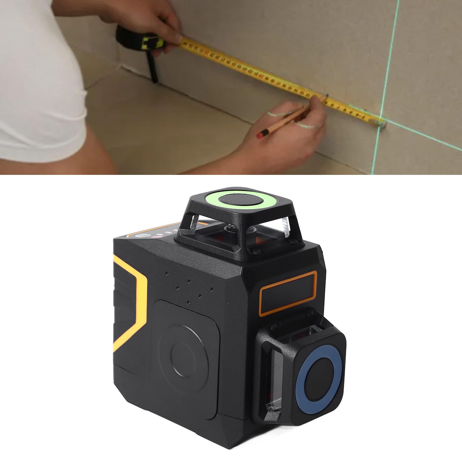 Nivelador de Línea Láser, Herramienta de Nivel de Haz Verde Autonivelante de 360 ​​grados con Autonivelación Automática y 4 Modos, para Decoración Interior y Exterior