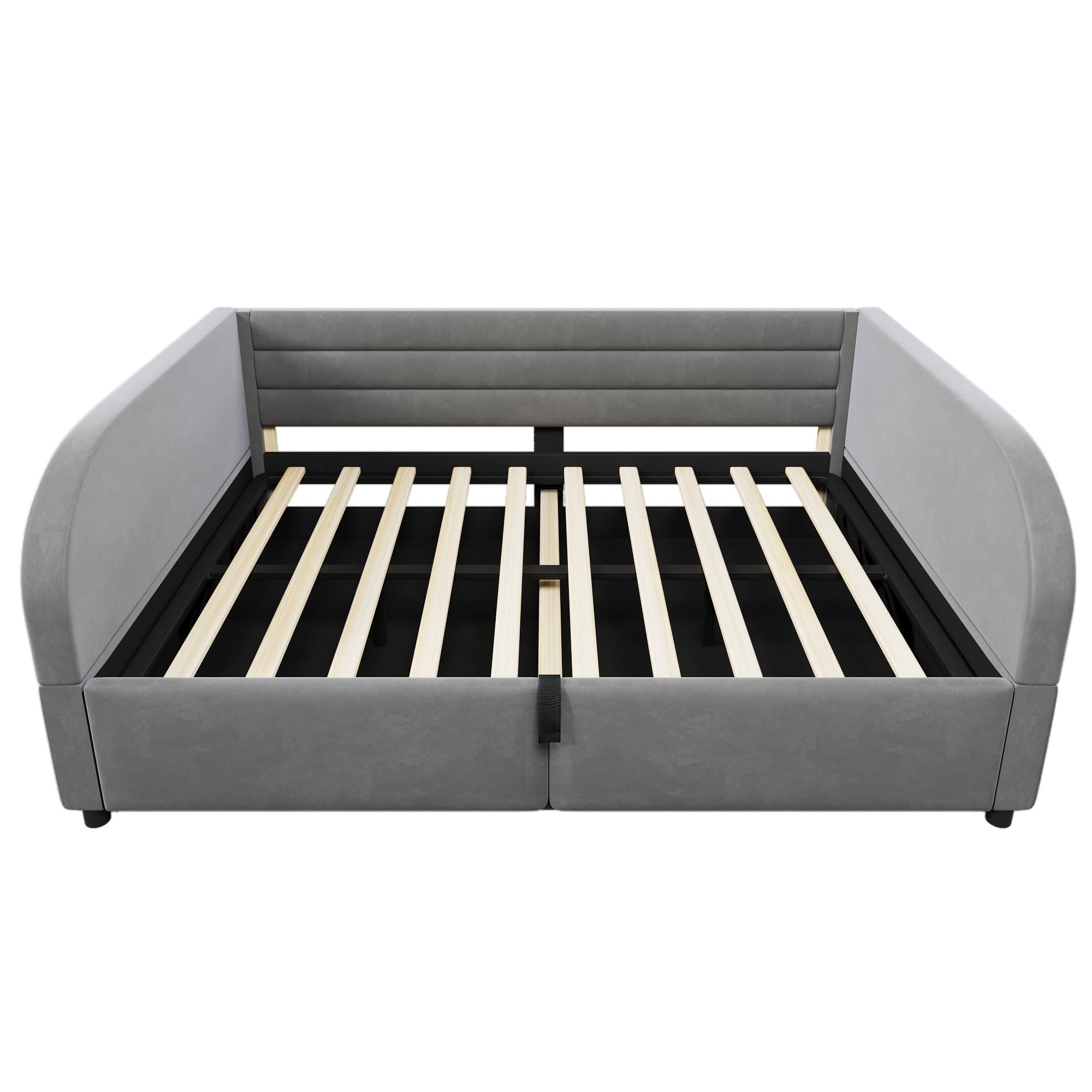 Divano Letto Imbottito 140x200 con Contenitore Idraulico e illuminazione a LED, Letto Matrimoniale a piattaforma con Rete a doghe, Sofa Bed grigio(Senza Materasso)