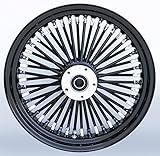 Black/Black Ultima 48 King Spoke 16' x 3.5' Front Dual Disc Wheel for Harley and Models, 37-720