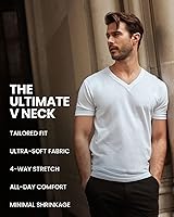 Vista 4 de INTO THE AM - Camisetas premium con cuello en V para hombre - Camisetas ajustadas modernas S - 2XL