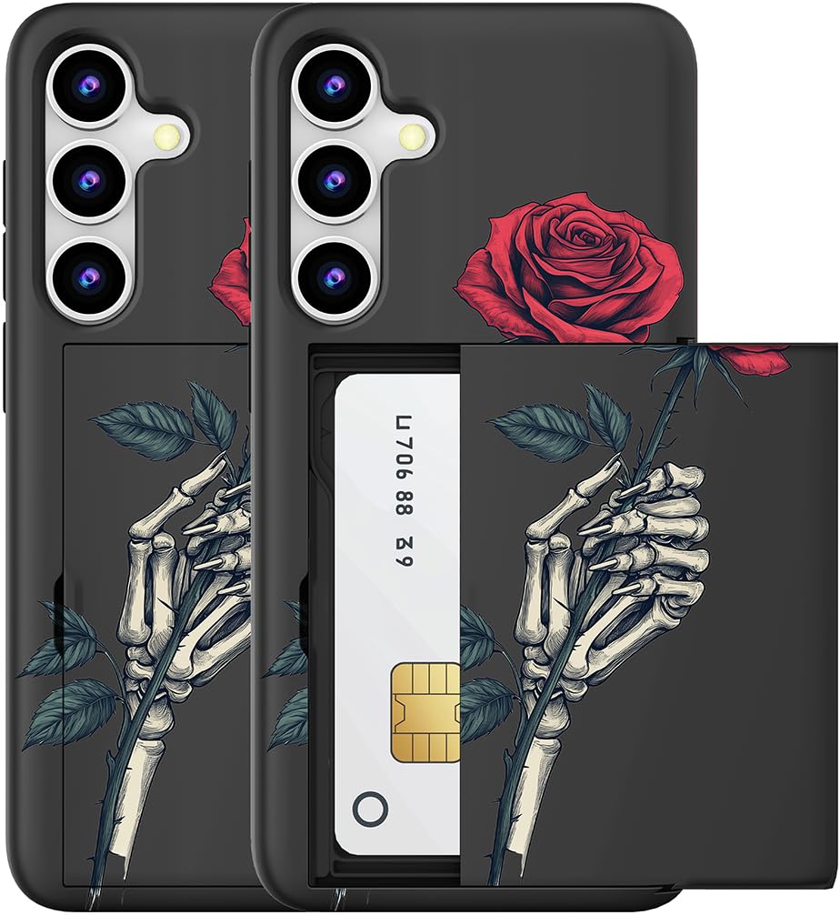 MUQR Compatible for Samsung Galaxy S24 / S25 Case with Card Holder Cute - Kawaii Design Military-Grade Drop Protection Rugged Wallet Cases for Women (