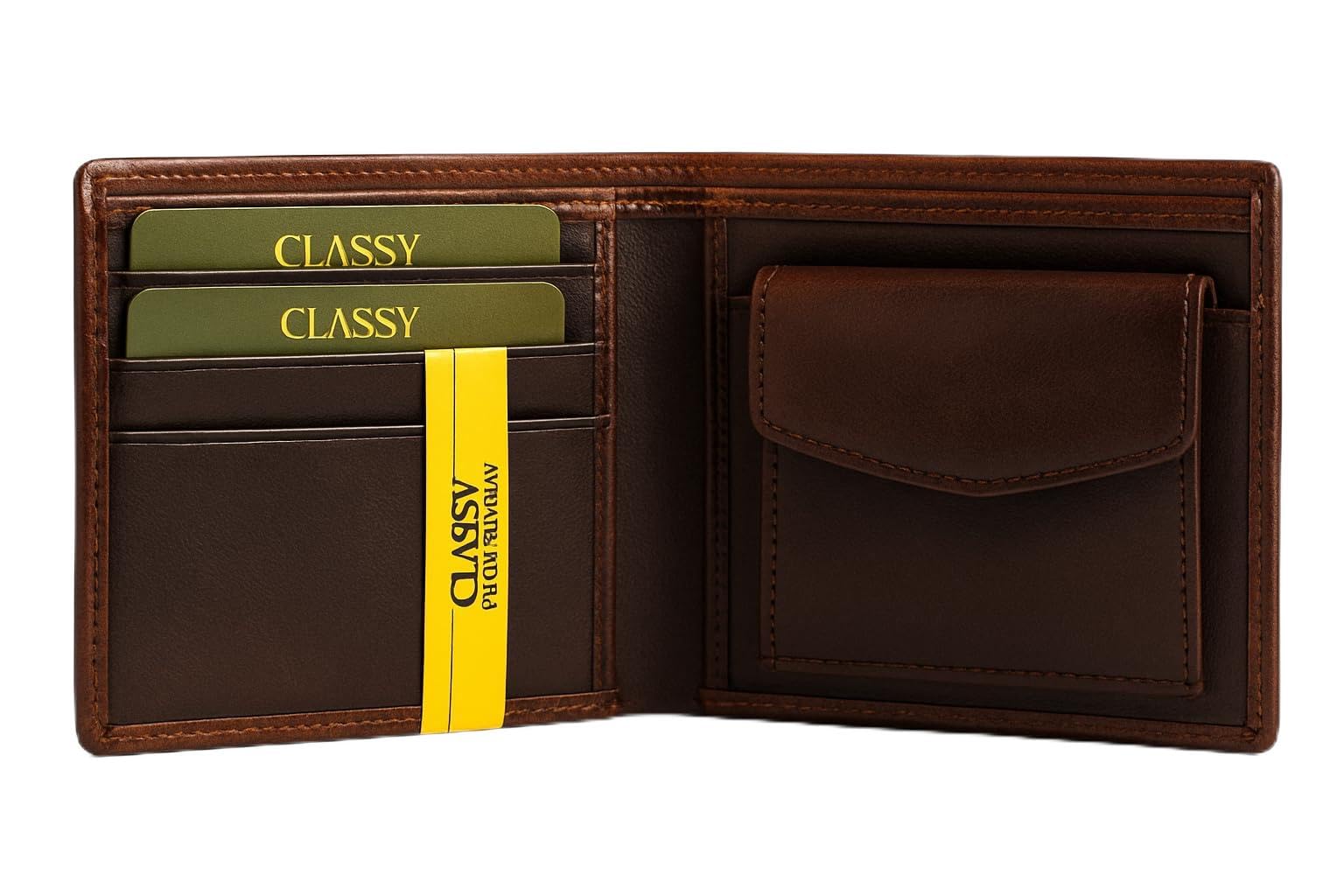 Classy Genuine Leather Bifold Wallet for Men, Brown, Slim Design with Card Slots and Coin Pocket-image-38