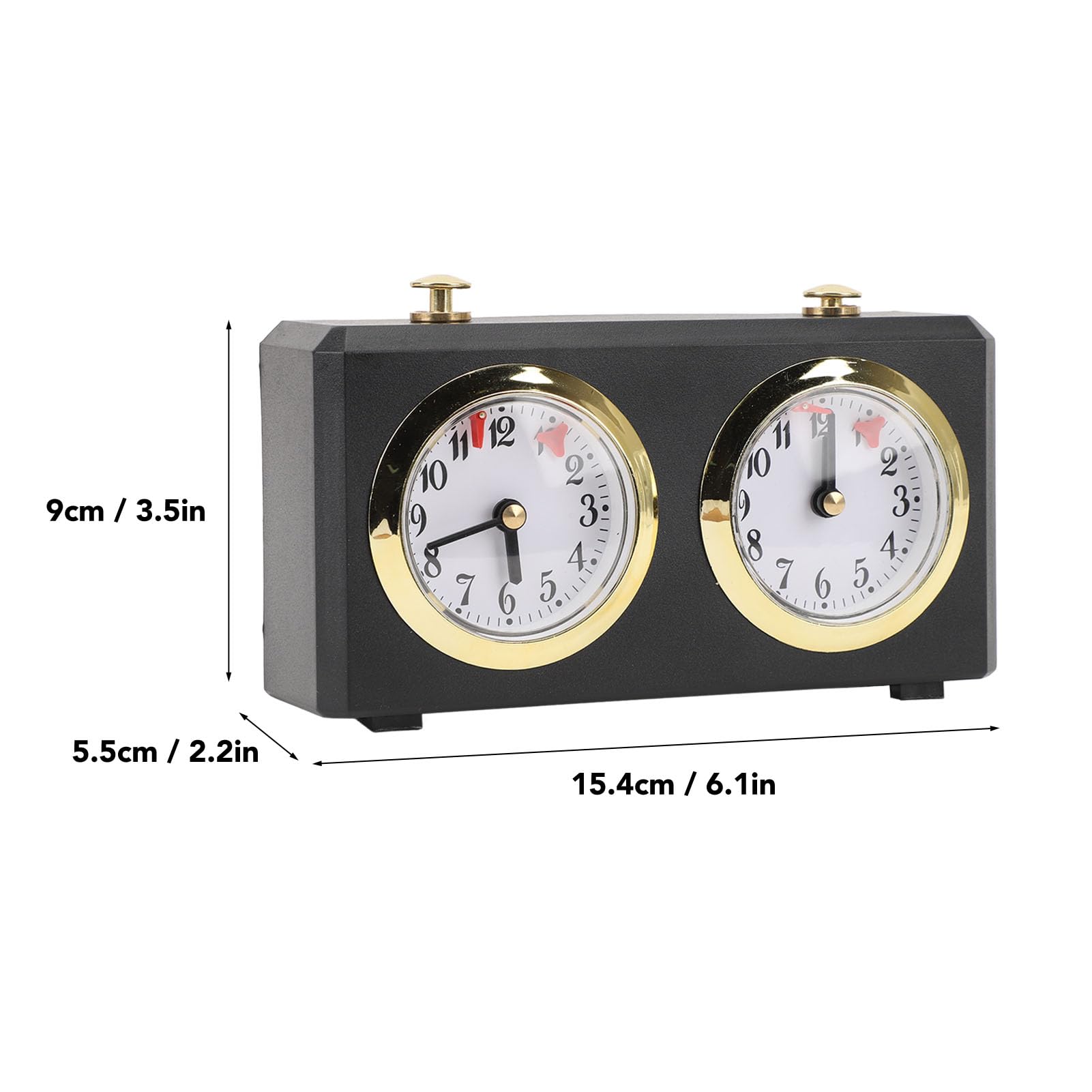 Fabater Orologio da Scacchi Analogico Professionale, Timer Meccanico per Scacchi a Carica per Competizione, Meccanismo Portatile Multifunzionale con Grandi Quadranti di Facile Lettura per Cinesi,