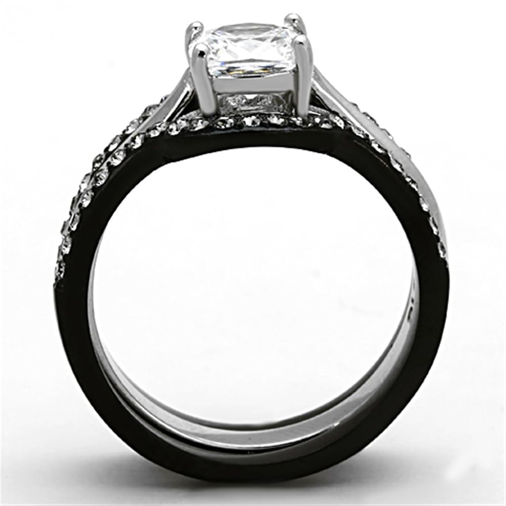 【BLACKPURPLE】[Coupling SET] AAA three-line ring Amazon.com: Stainless Steel and Black IP 3 Piece Cubic