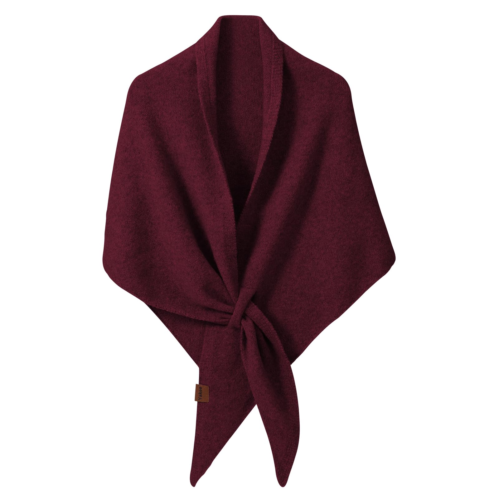 Wocharm Women's Burgundy Pashmina Shawl Wraps, Soft Open Front Poncho Sweater, Knitted Shawls Wool Cashmere Shoulder Top Sweater Shawls Triangle Scarf (Burgundy)