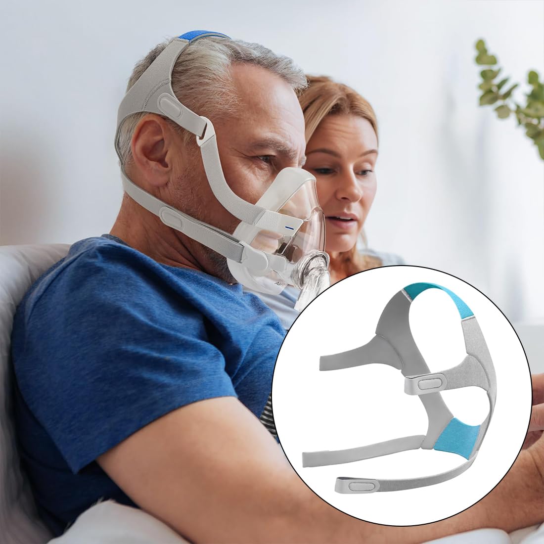 CPAP Kopfbedeckung Kopfbband mit Clips CPAP Maskenband für AirFit/AirTouch F20 (Maske nicht enthalten)