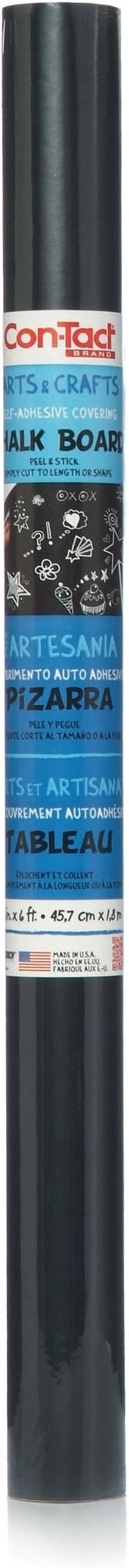 Con-Tact Brand Creative Covering Chalkboard Self-Adhesive Shelf Liner, 18'' x 6', Black