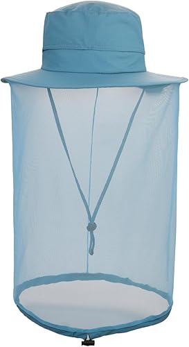 Sombrero de pesca Sombrero de protección solar Red de cabeza de mosquito para exteriores Sombrero de cubo con malla de red oculta