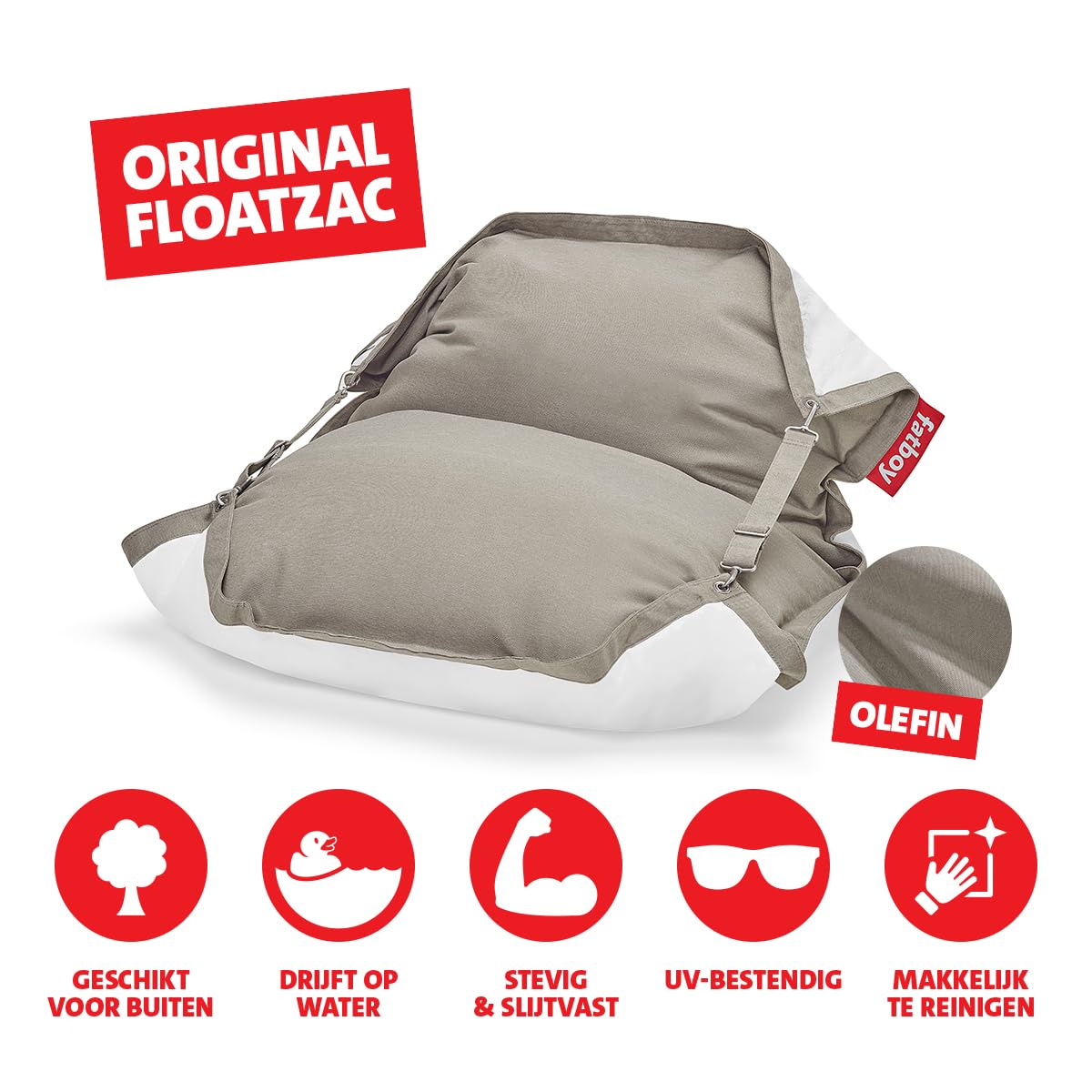 Fatboy Original Floatzac Gris Pouf pour Le Sol et sur l'Eau Séchage Rapide Flottant