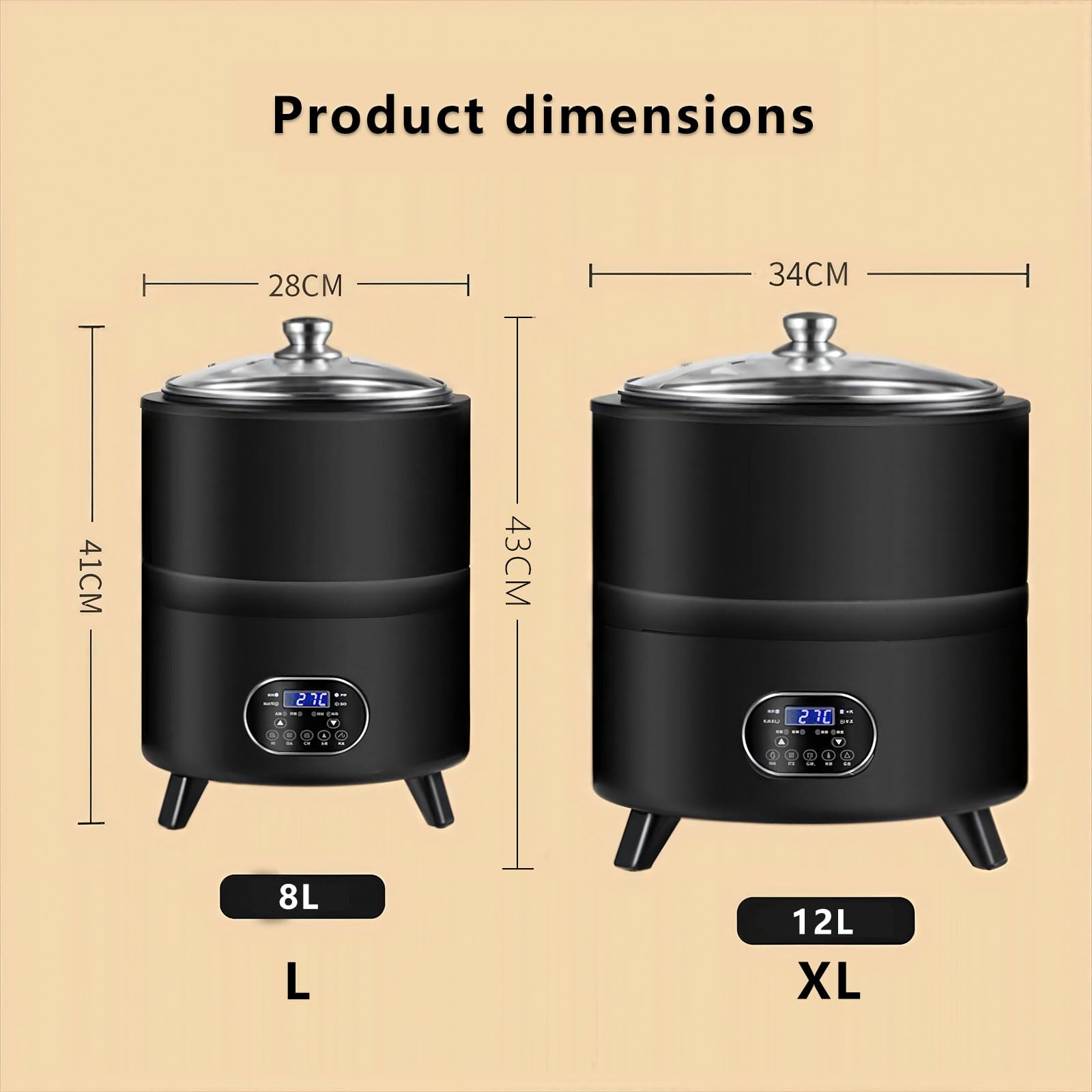 Fermentador de cocina multifuncional para yogur casero, vino de arroz y vinagre de frutas con control de temperatura, acero inoxidable de grado alimenticio XL