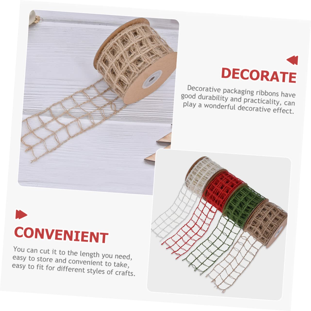 NUOBESTY 4stücke Burlap Dekoband Für Weihnachten Juteband Mit Draht Für Diy Hochzeiten Und Bastelprojekte Fach Lagig Rustikal Und Vielseitig Einsetzbar Für Blumenarrangements Und