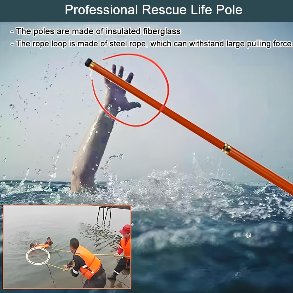 Asta telescopica di salvataggio per salvataggio di emergenza in piscina, barra di sicurezza estensibile per un rapido salvataggio in acqua