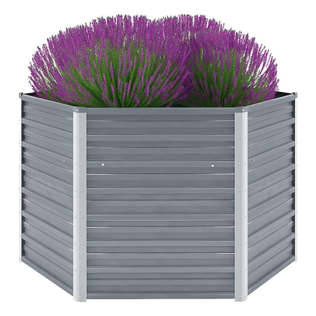 VIDAXL Raised Garden Bed - Galvanised Steel - Grey - 129 x 129 x 77cm
