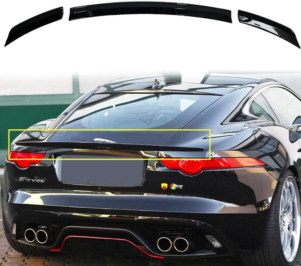 Rear Trunk Spoiler Wing Exterior Compatible with Jaguar F-Type Coupe 2014-2020 3 PCS Duckbill Trunk Spoiler (Gloss Black)