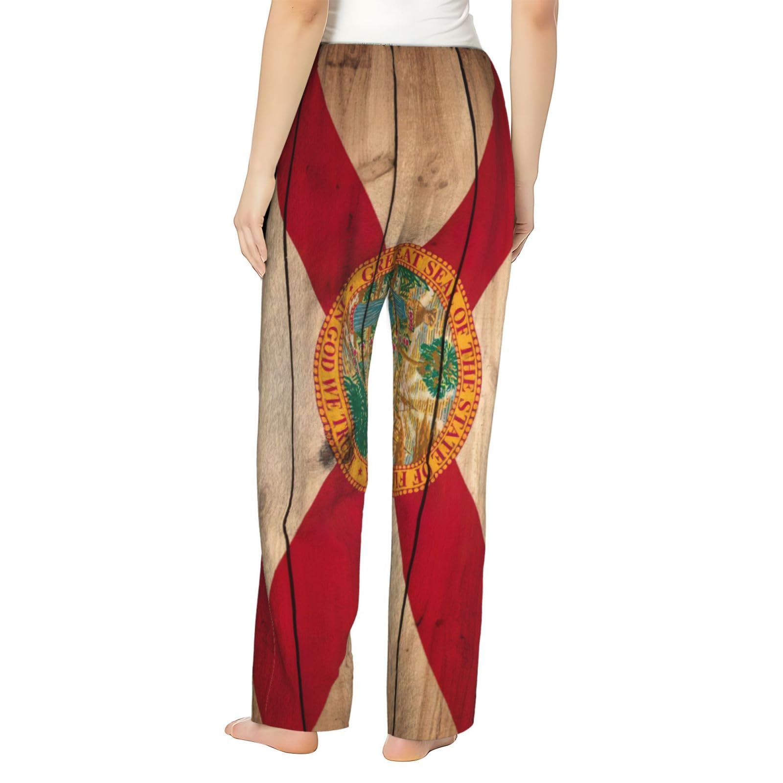 Florida-Flagge, Holzmaserung, Flanell-Weihnachtspyjamahose, warm, bequem, Lounge-Schlafhose für Urlaub, Weihnachten