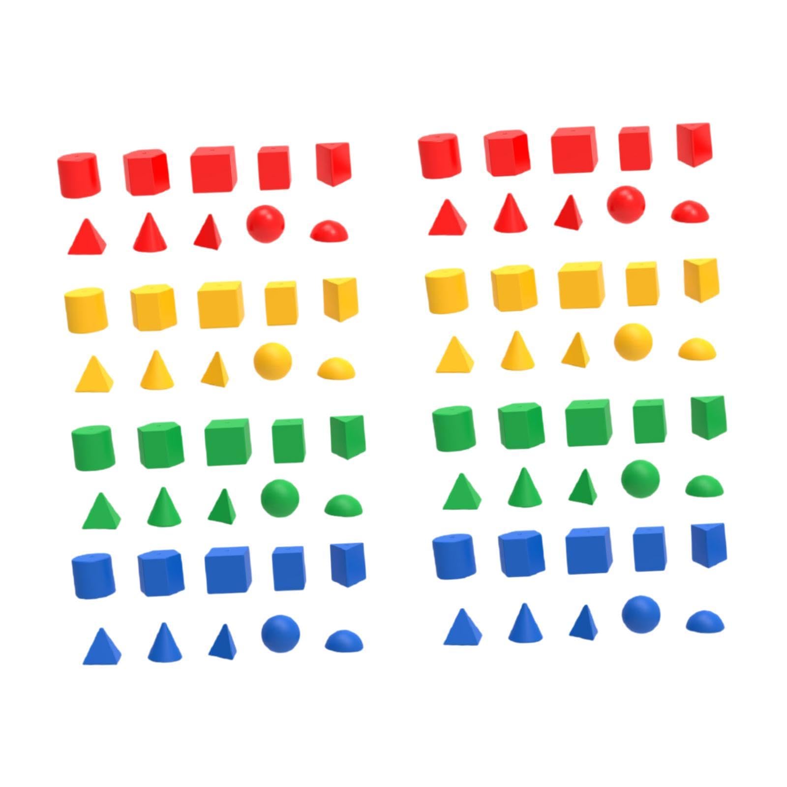 80 Bloques de Formas Geométricas 3D, Manipulativos Matemáticos, Bloques de Patrones.