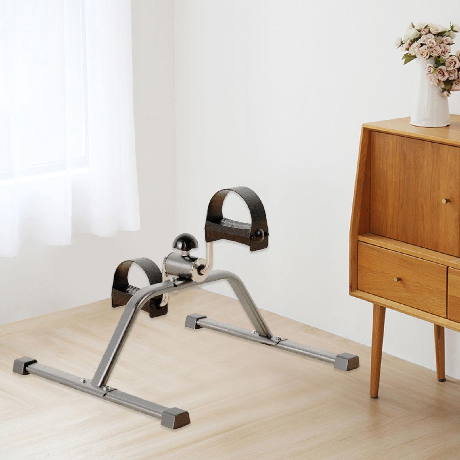 Machine à Pédales pour Exercices Des Jambes Vélo Miniature D'Intérieur avec Résistance Ajustable, Noir
