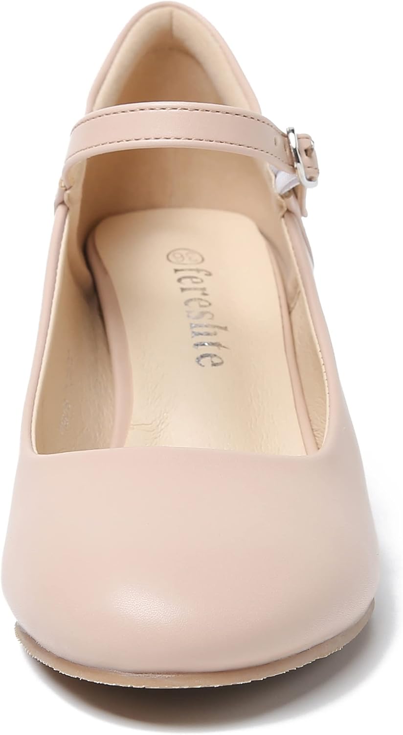 Women's Mary Jane Pumps, Block Heel, Round Toe, Ankle Strap with Buckle, 2.48 Inch Office Church Dress Shoes - Image 6