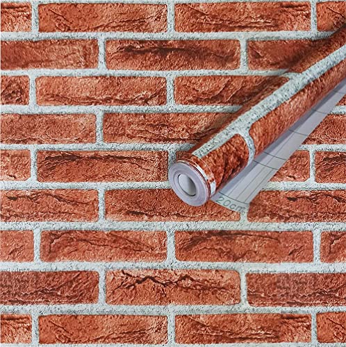 Red Brick Wallpaper Peel and Stick, Removable Self Adhesive Contact
