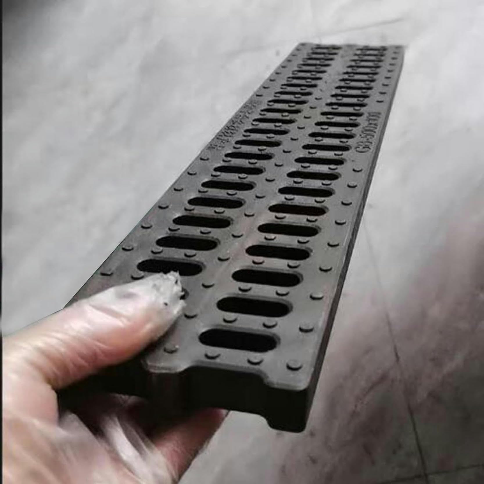 Canal en plastique polymère anti-stagnation avec couvercle amovible gris