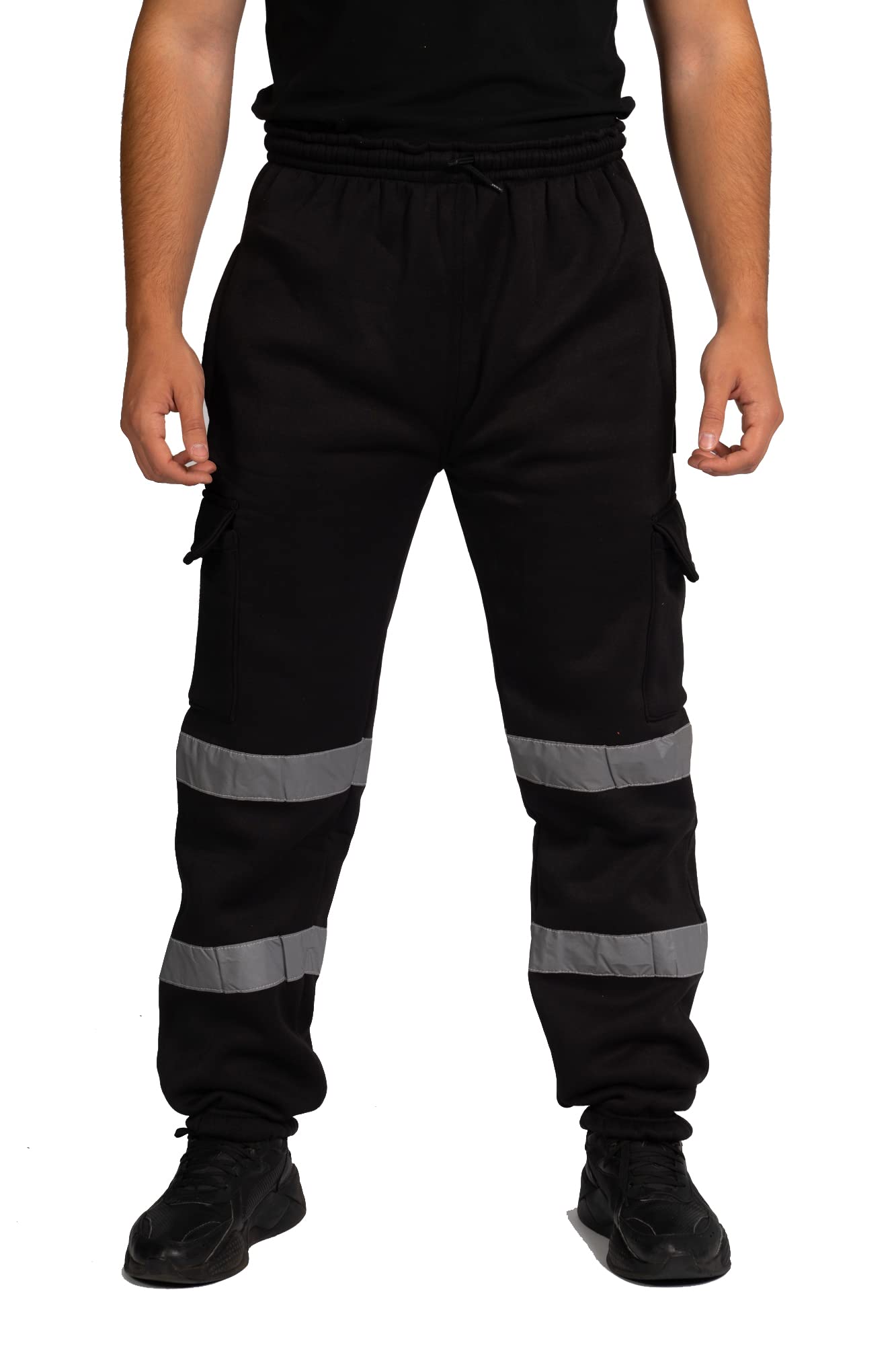 Label Apparel Men's Black Hi Vis Viz Jogging Bottoms Joggers Workwear Trousers (5Xl, )