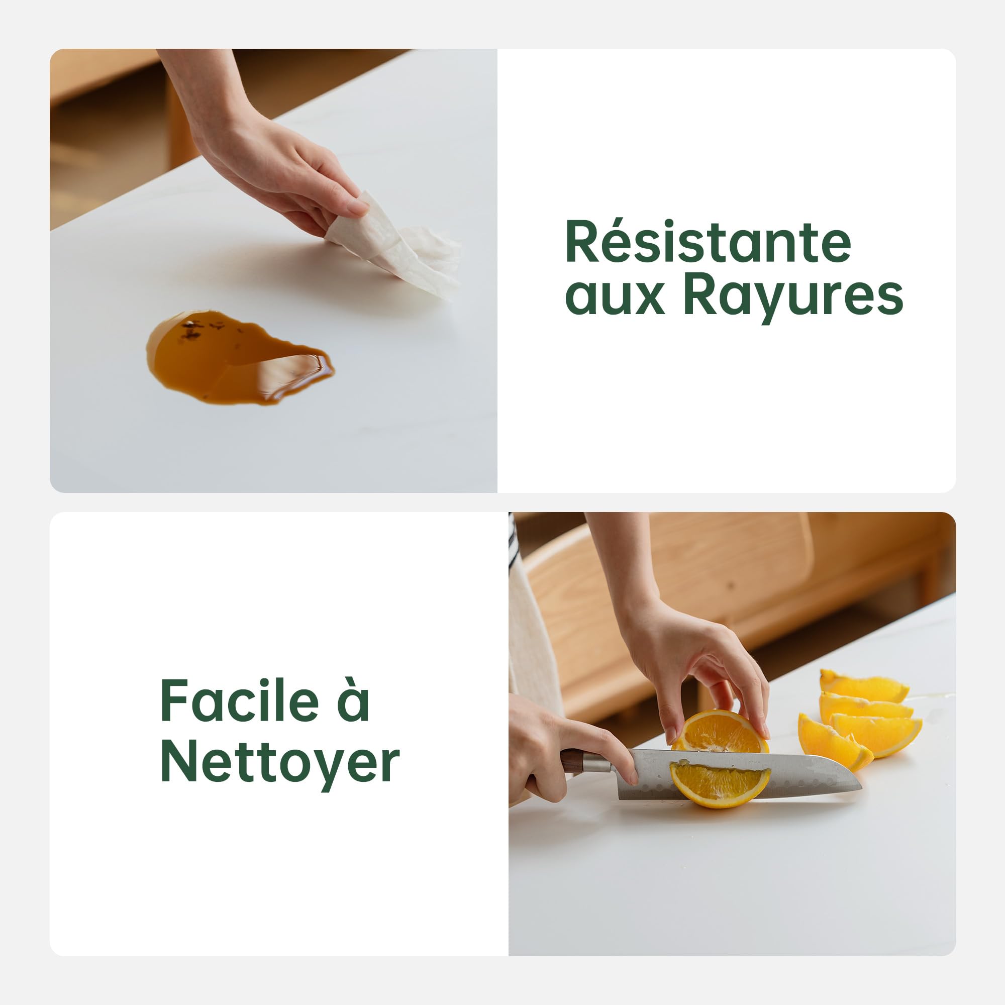 YESWOOD Table à Manger Extensible pour 2 à 6 Personnes, Chêne Massif