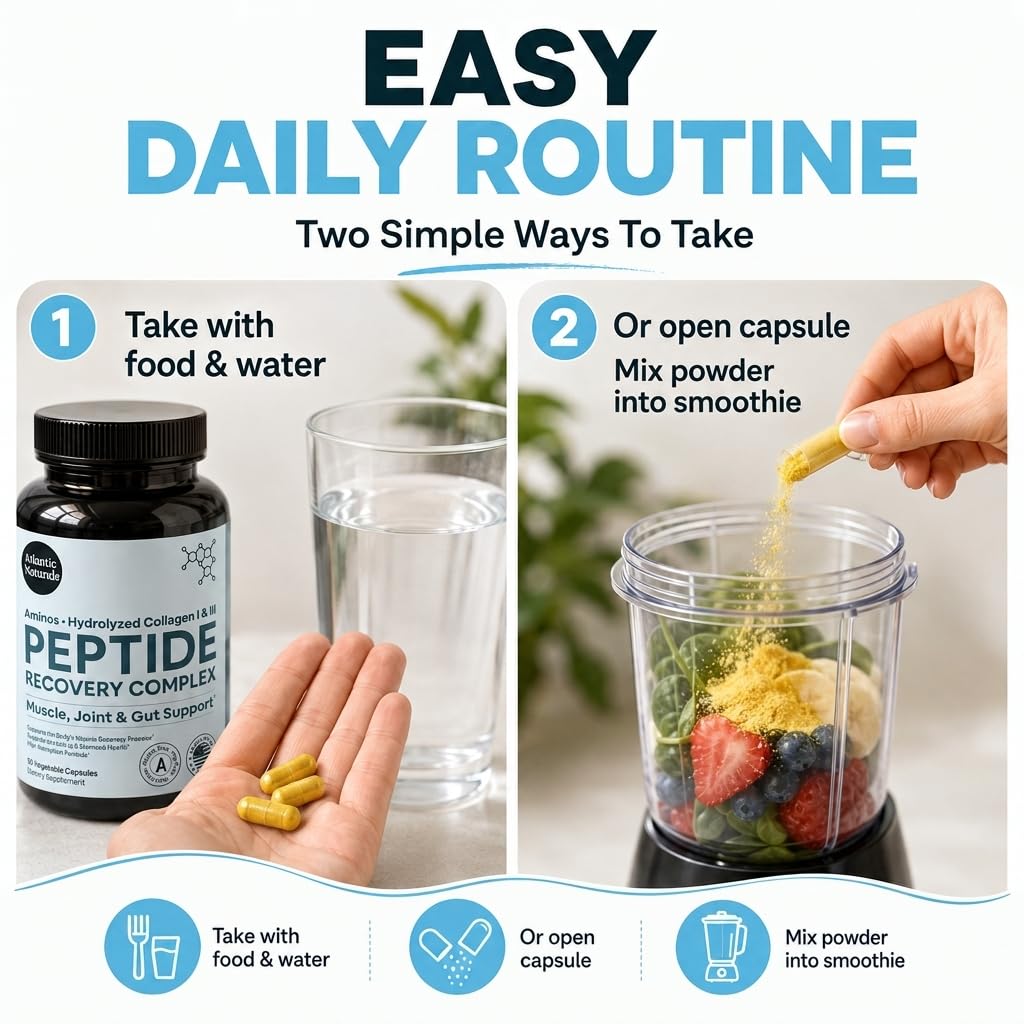 Peptide Recovery Complex – Advanced 157 Recovery Blend with Hydrolyzed Collagen Peptides & Amino Acids | Muscle, Joint & Tissue Support for Men & Women | Post-Workout Flexibility | 90 Capsules — Amazon image 5