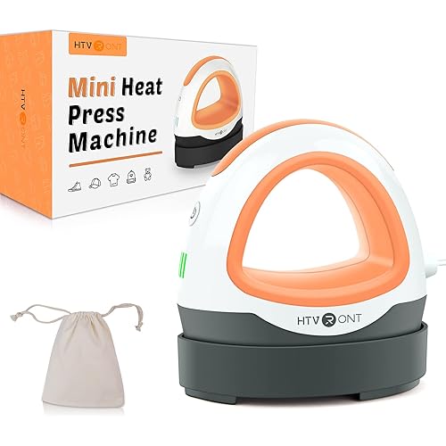 HTVRONT Heat Press Mini Iron for Crafting, Mini Heat Press Machine for T Shirts, Auto-Off Small Heat Press Portable Iron Press for Heating Transfer(Orange)