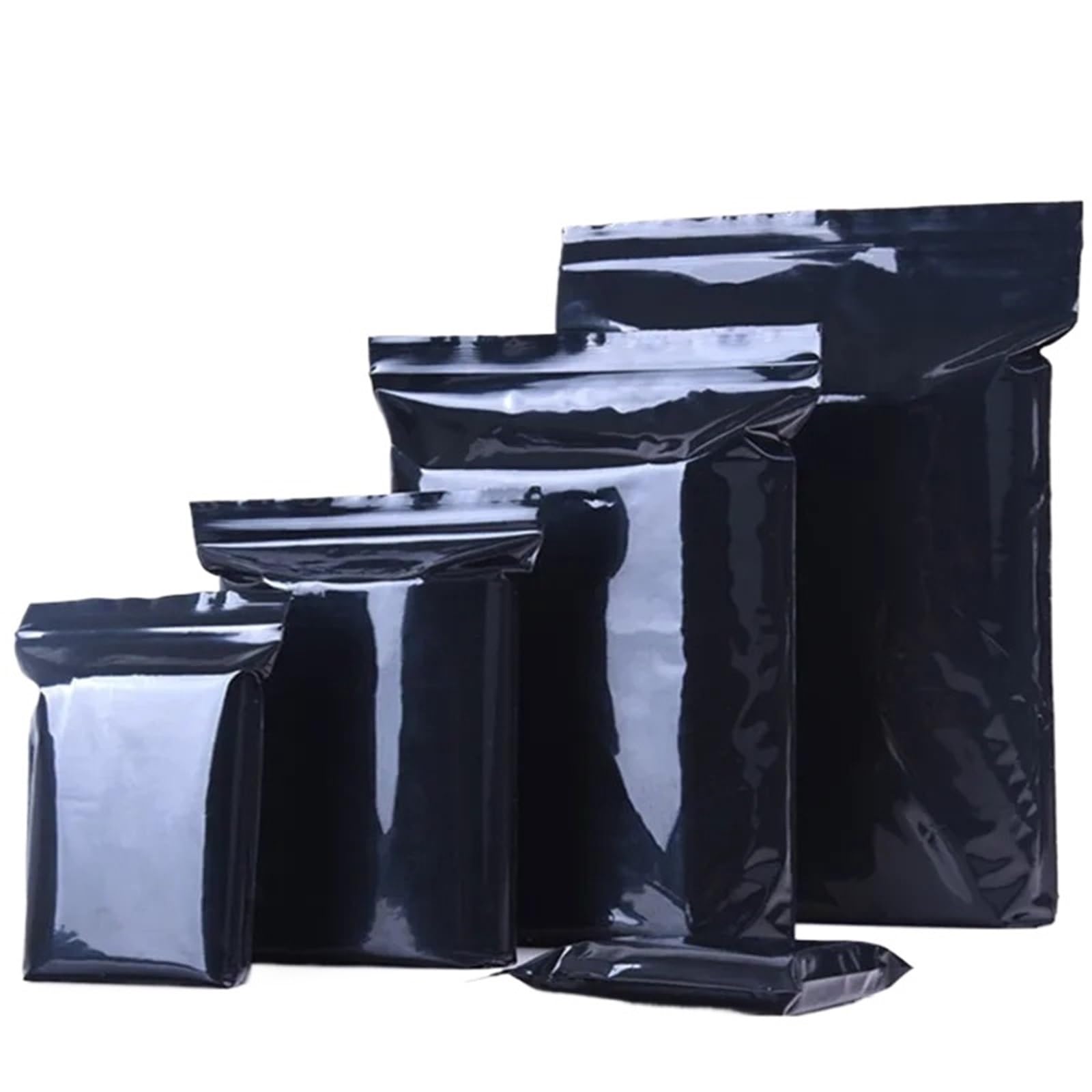 Bolsa Zip Bolsas de almacenamiento portátiles for dispositivos electrónicos, plástico PE negro oscuro, resellables y opacas para la Cocina(14x20cm 100pcs)