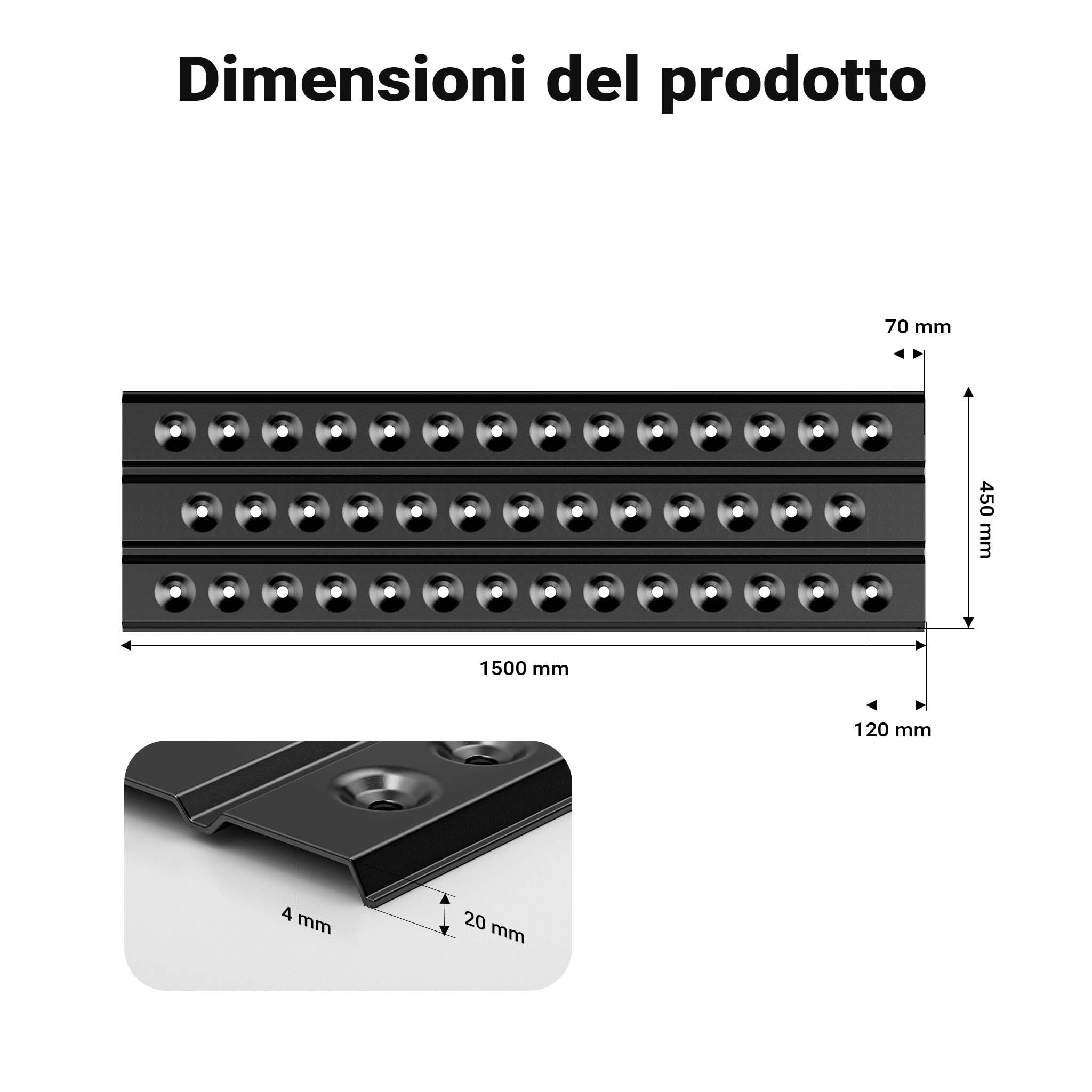 Wiltec Piastre da Sabbia 1 Coppia 150x45 cm in Alluminio per Recupero Auto Fuoristrada Veicoli SUV