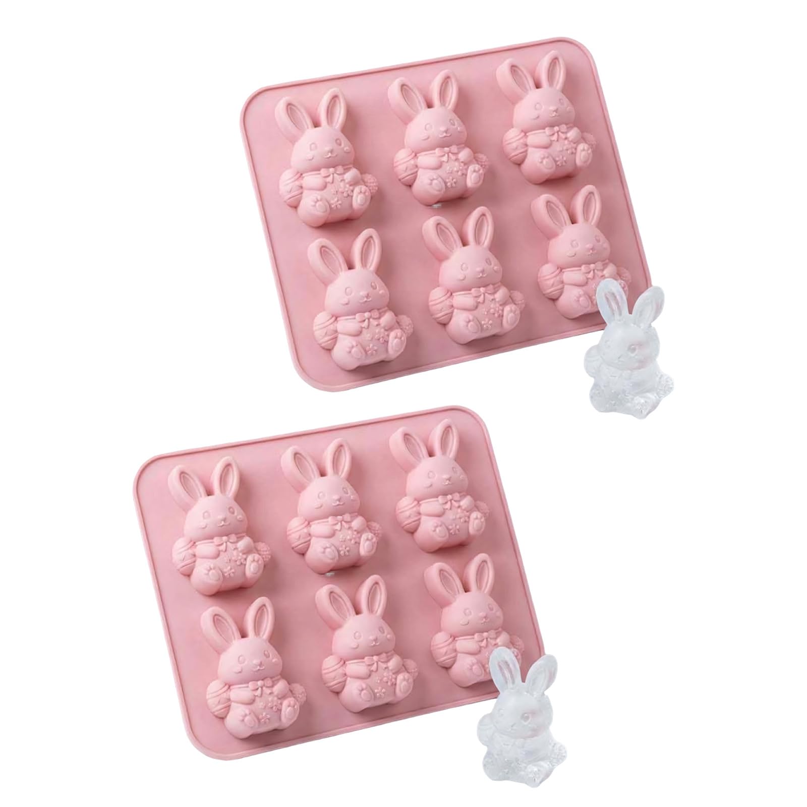 Nucelit Themed Ice Cubes Tray 3D Rabbits Shape Silicone Molds for Making Festives Bunnies Ice Cubes for Beverages Conies Molded Machine