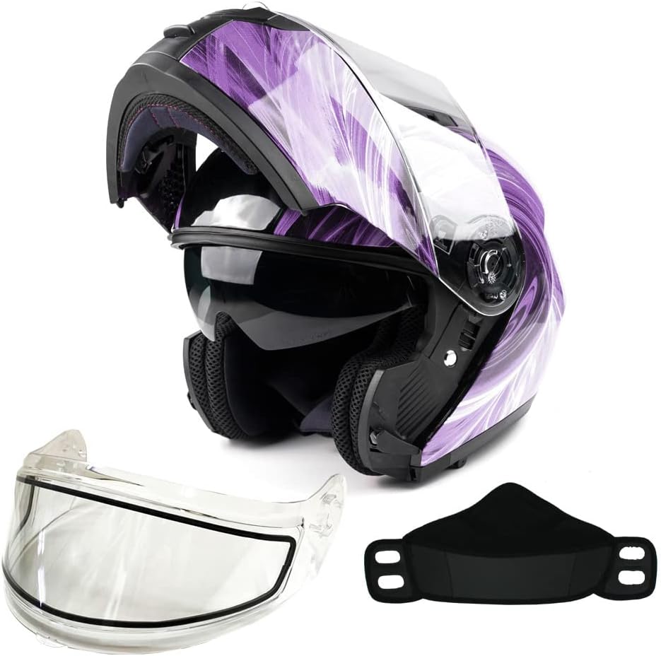 Adult Dual Lens (not Heated) Modular Snowmobile Helmet DOT Full Face Flip-up Typhoon TH158