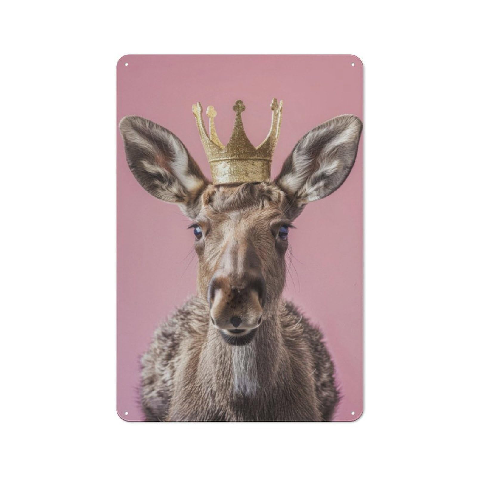 Junmoney Moose With Crown Metal Gift Sign 30X20cm, Retro Home Wall Decor For Home, Shop, Pub Or Studio Wall