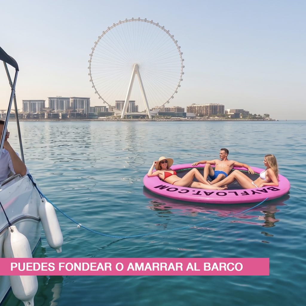 Ibiza 240 - Anillo Hinchable 3 o 5 Personas, Doble-Capa Dura, Anti-Medusas, Plataforma Flotante, Flotador Hinchable (Rosa, Unión de Cuerda)