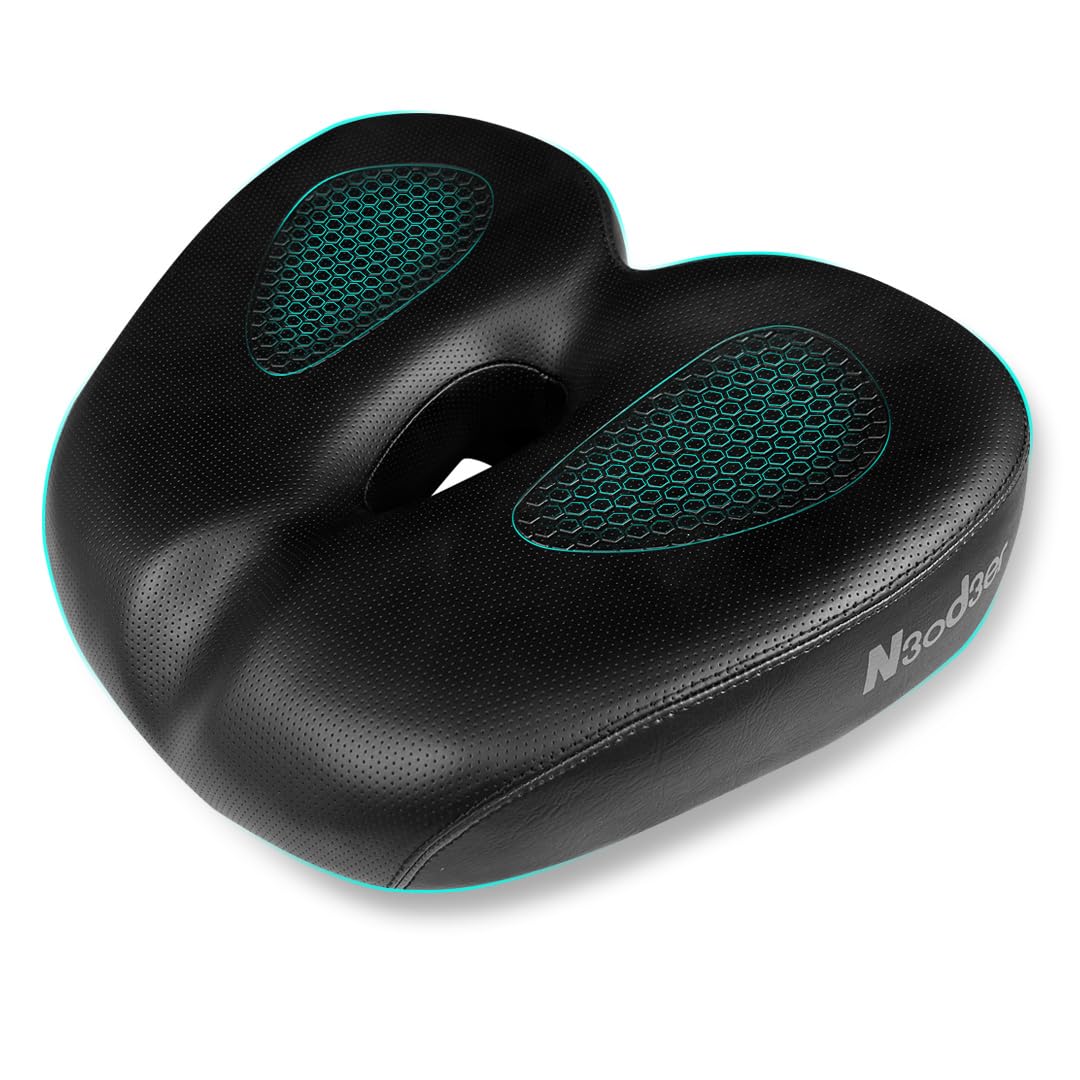 Comfortable Bicycle Saddle for Exercise and Road Bicycle Oversized Comfort Seat for Stationary Extra Wide Replacement Padded Bike Saddle Cushion for Women and Men (Noseless)