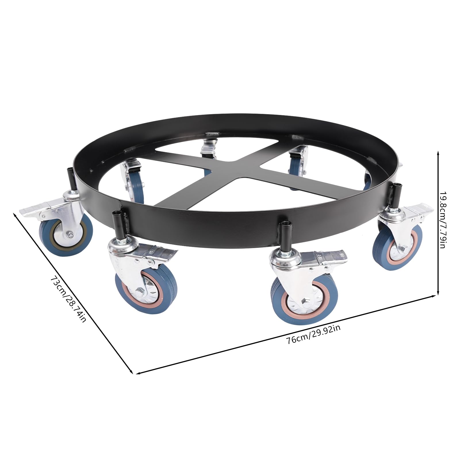55 Gallon Drum Truck Tip-Over Resistant 2000 LBS Heavy Duty Truck with 8 Casters Drum for Pail Handling (Wheels with Brakes)
