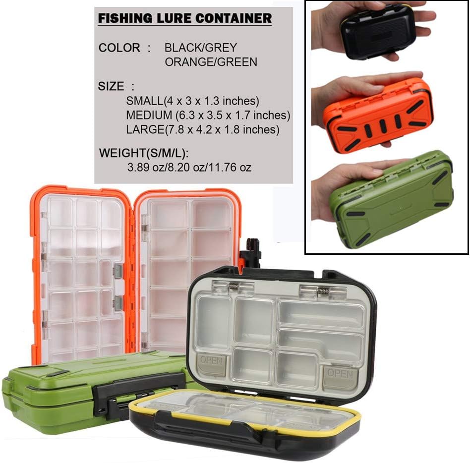 Goture Small Tackle Box, Mini Fishing Lure Boxes Bait Plastic Storage Case Accessories Large Containers (Large/Orange) : Sports & Outdoors