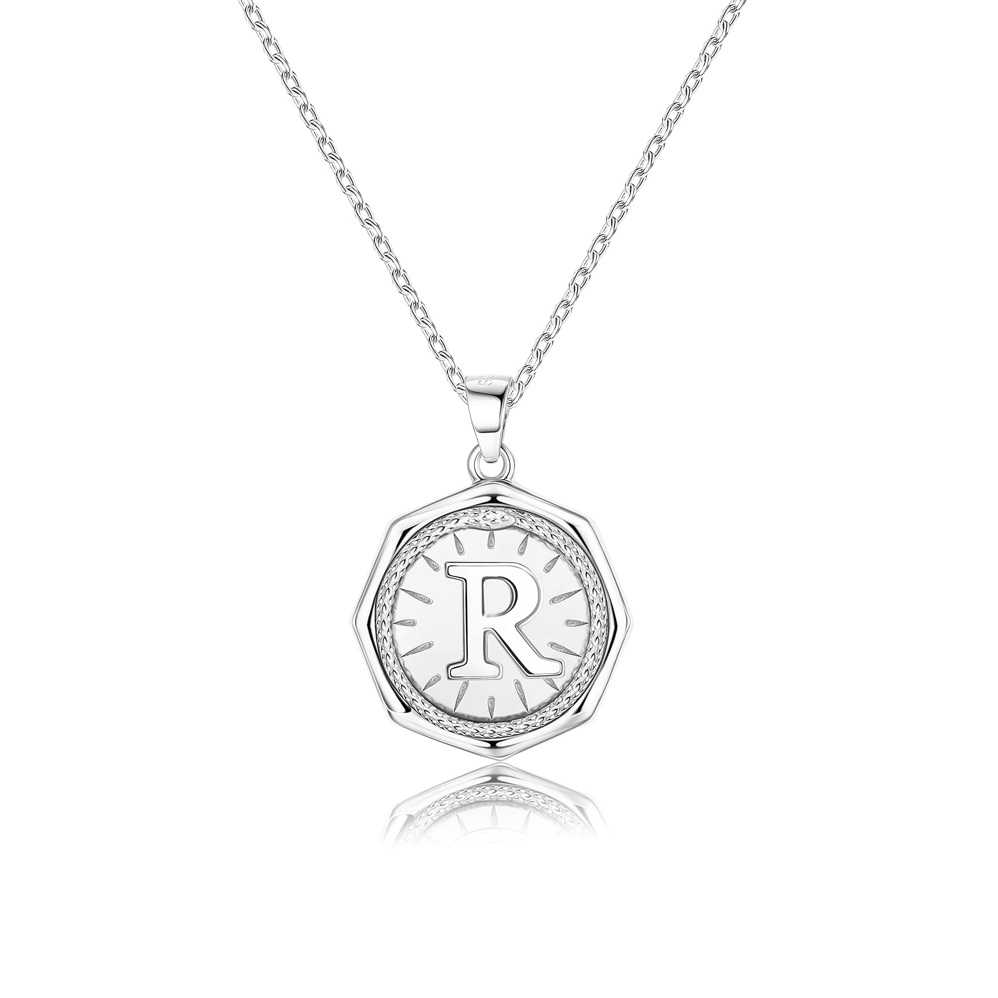 MUSECLOUDMUSECLOUD Letter Necklace 18K Gold Plated Snake Initial Necklace for Women Men White Gold Plated 925 Sterling Silver Letter Pendant Necklace Alphabet A-Z Initial Jewelry
