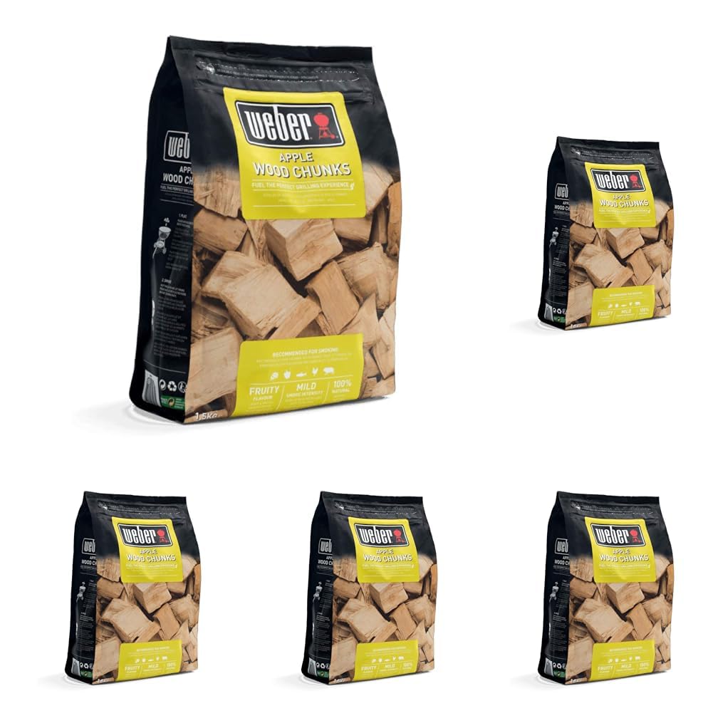 Weber Hickory Wood Chunks (1.5kg Pack) - for smoking poultry, pork, game & beef, intense, slightly sweet aroma, 100% natural wood (17619) — view 9