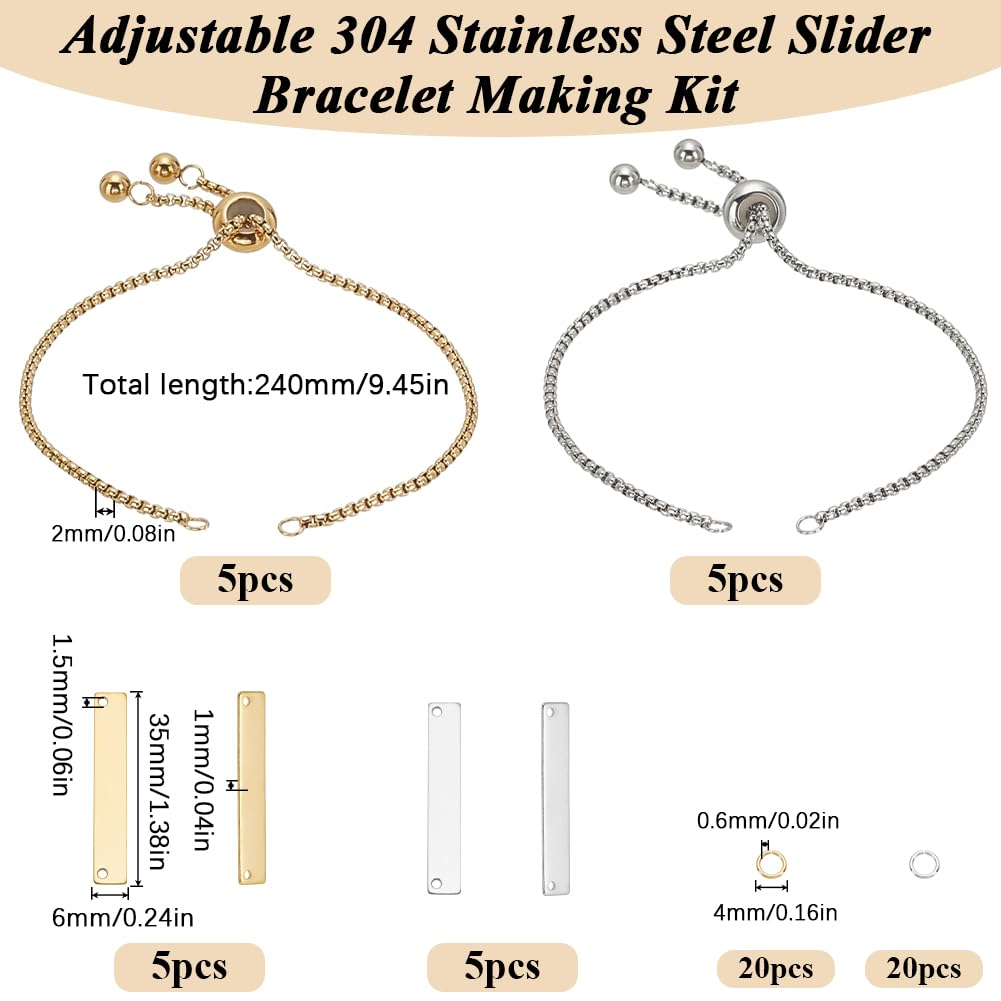 SUNNYCLUE 10 Sets Gravierbare Armbänder Aus Edelstahl – Mit Metallstempeln, Zum Selbermachen, Personalisierbar