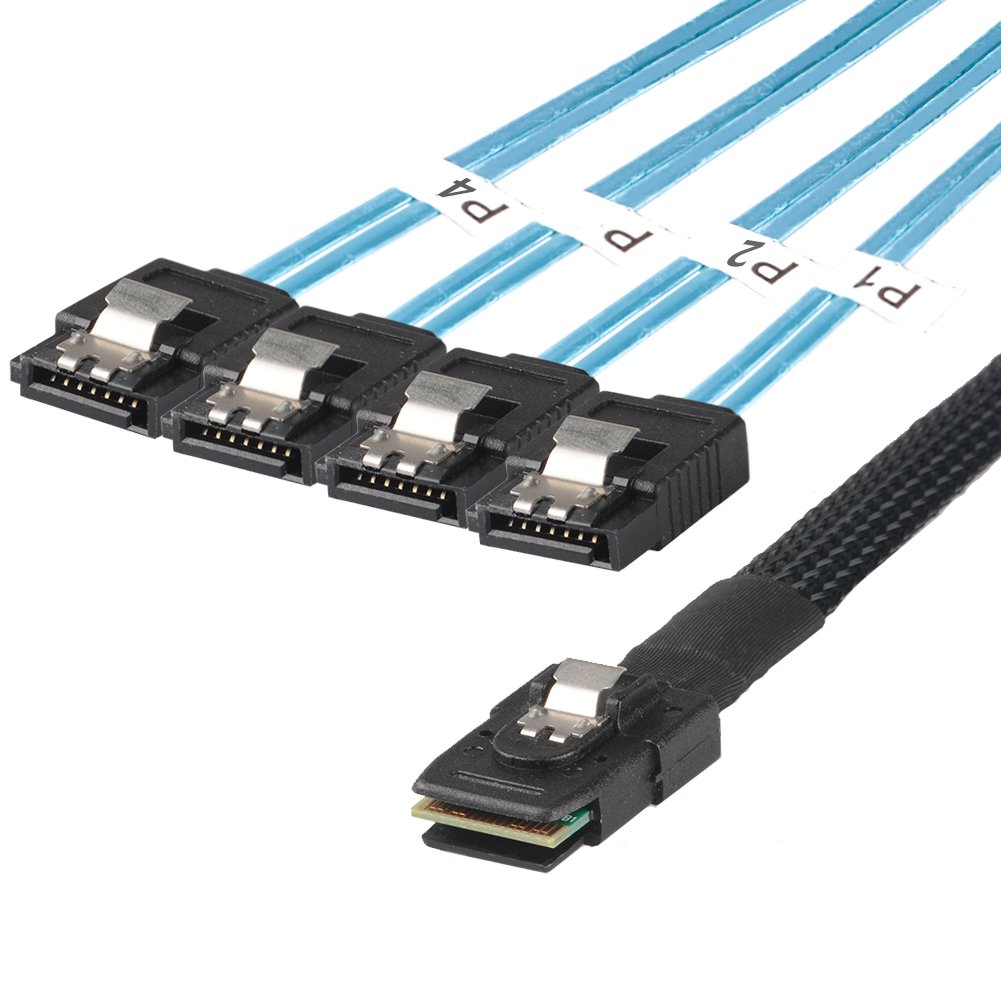 J&D Internal Mini SAS 36 Pin SFF-8087 to 4 SATA 7 Pin Forward Breakout Cable (3.3 Feet)