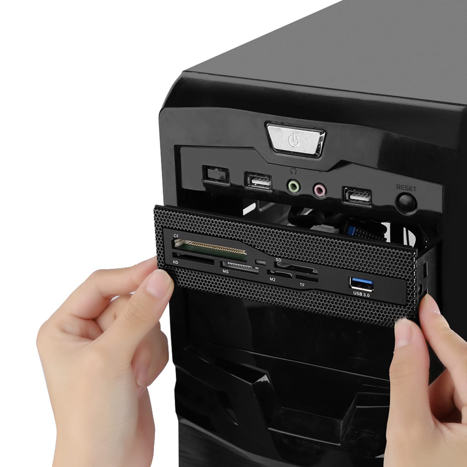 Sunicon PC Internal Card Reader, USB 3.0 Port M2 SD MS XD CF TF Card Dashboard Front Panel 5.25 inches High Speed Front USB 3.0 Interface Stability While transferring