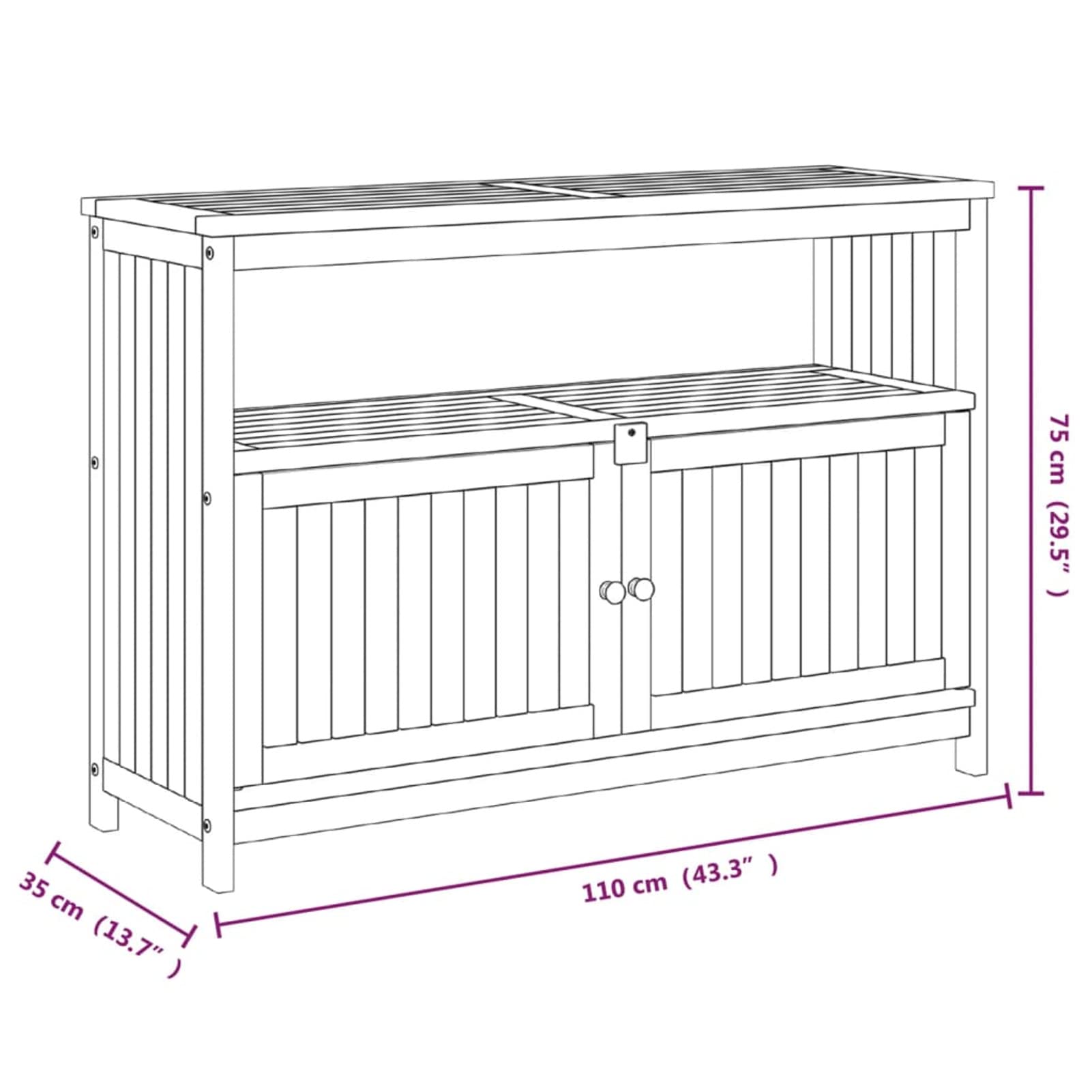 Rantry Tavolo Consolle da Giardino 110x35x75 cm Legno Massello Acacia - Mobile Esterno Terrazzo Pranzo Cucina