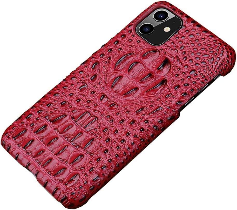 Étui iPhone 11 cuir rouge crocodile contre les rayures coque mince