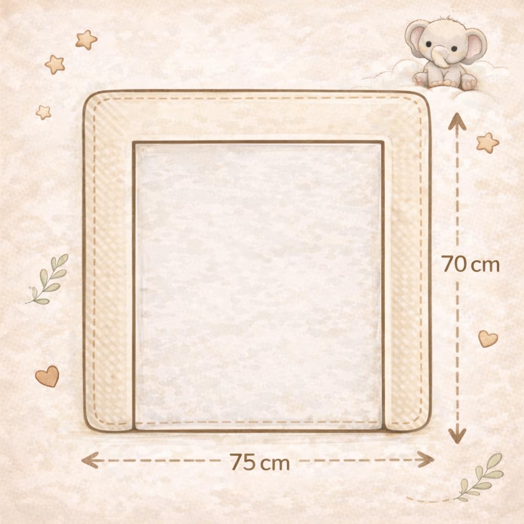 Wickelauflage mit 2 wasserfesten Frotteebezügen – 3-teiliges Set mit Druckknöpfen – Baby Wickelunterlage - Wickeltischauflage aus Baumwolle – 75x70 cm (Breite x Tiefe), Zweige