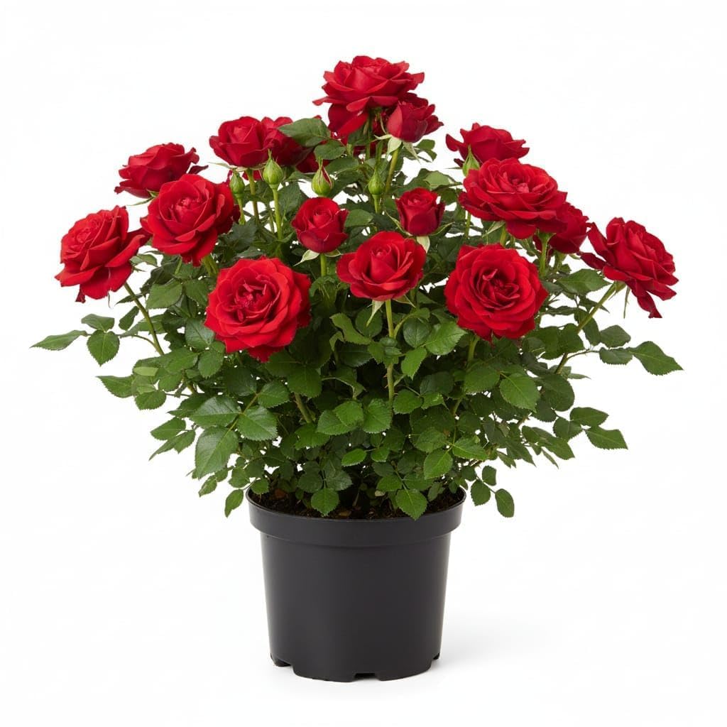 Live Red Rose Plant in Black Pot | high Fragrant Flowering Shrub | All Season Indoor Outdoor Live Plant for Home Garden, Balcony & Decoration | Beautiful Gift Plant (RED ROSE)-image-6