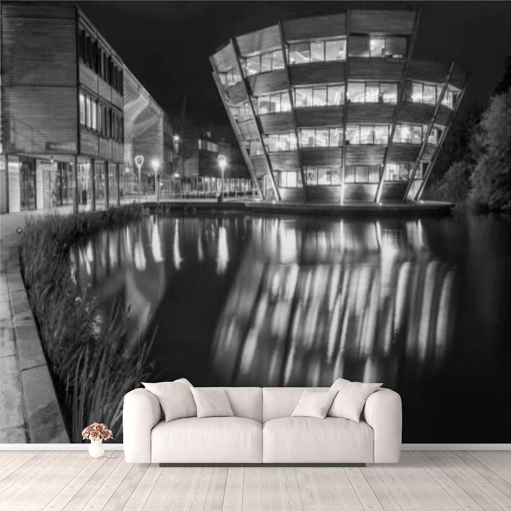 Modern 3D PVC Design Removable Wallpaper for Bedroom Living Room University of Nottingham England Jubilee Campus Wallpaper Stick and Peel Wall Stickers Home Decor 100 * 144’’