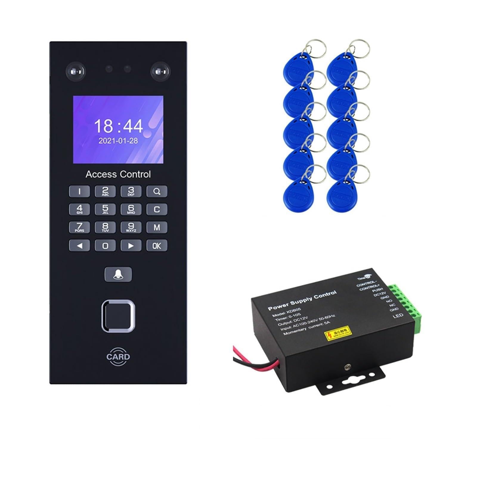 CVFRDD Biometric Fingerprint Recognition Device Face Time Attendance System Kits RJ45 LAN Network Electronic Machine For Office(Kit-2)